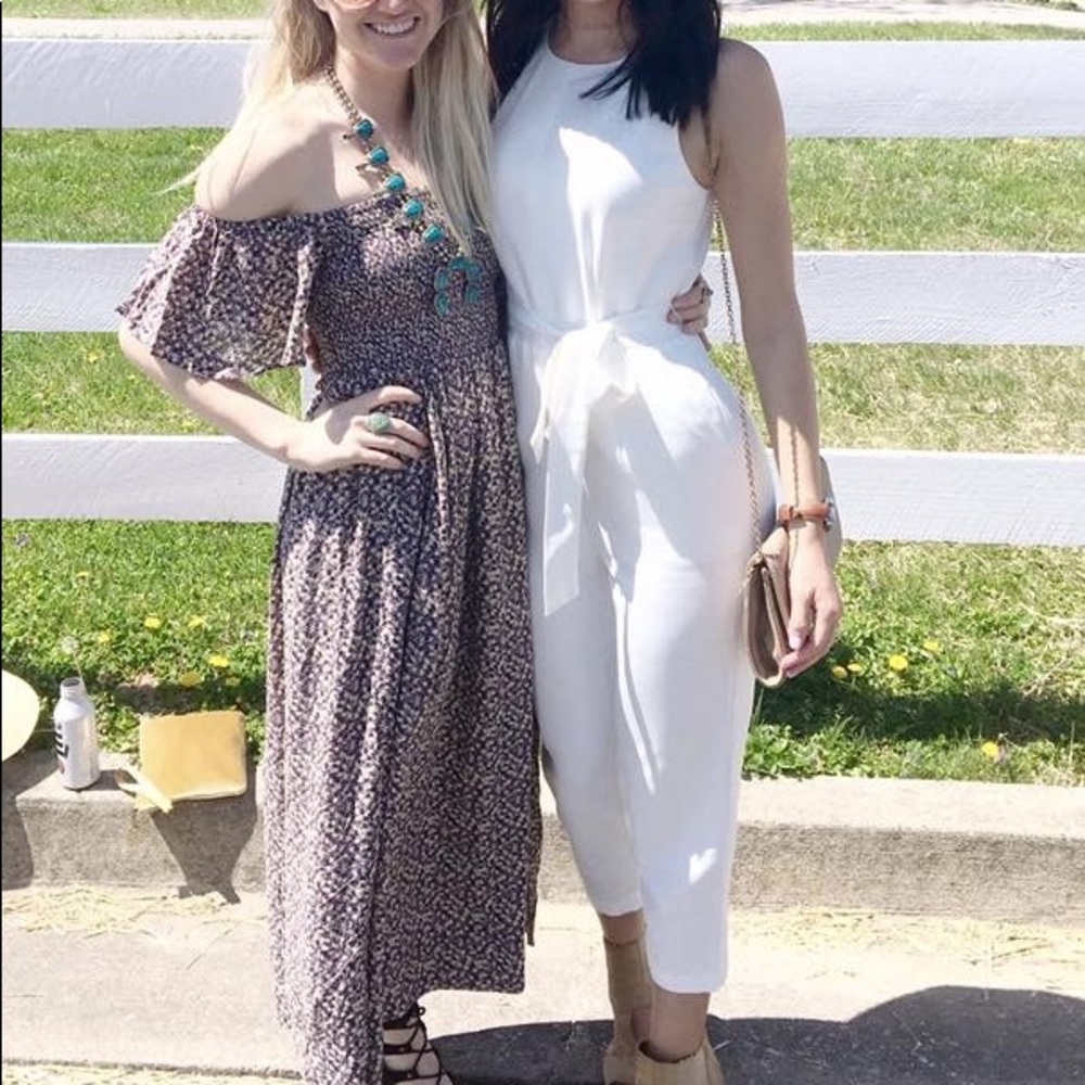 White crop straight leg romper with waist belt